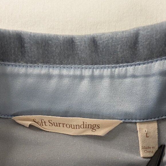 Soft Surroundings Light Blue Gray Velvet Boyfriend Button Up Tunic Top - Picture 6 of 7